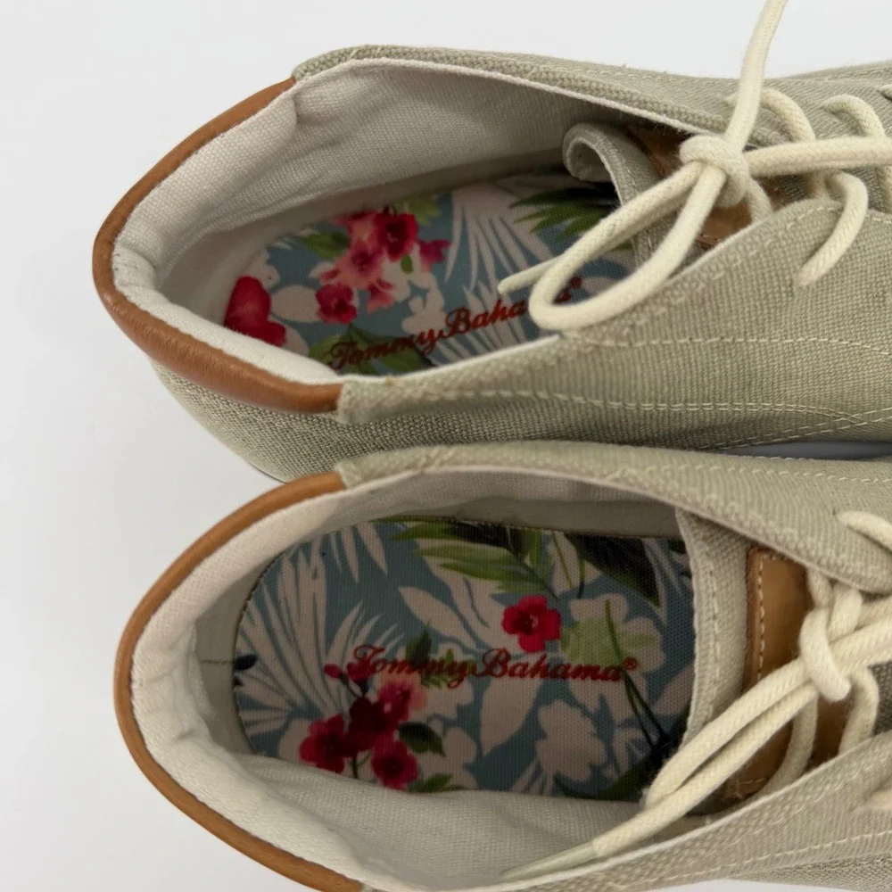 Tommy Bahama Chukka Men 11 Khaki Calderon TB7S00060 Canvas Leather Mid Top Boot